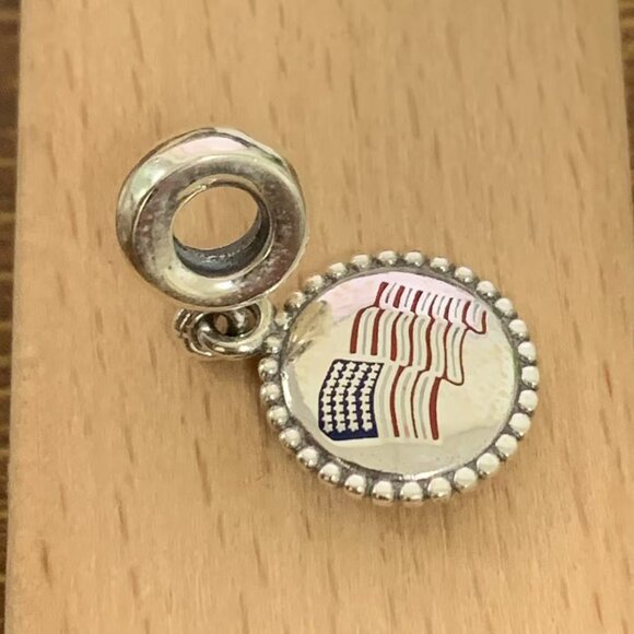 Pandora American Flag Charm Pendant, S925 Silver Bracelets - Picture 3 of 4